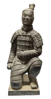 Schwarze kniende Bogenschützenstatue aus Terrakotta 35 cm