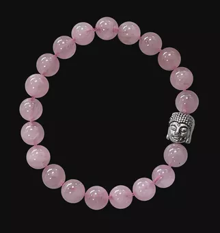 Armband Quarz & Buddha rose perles 8mm