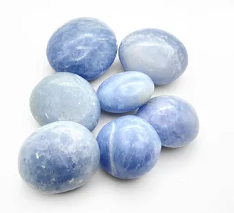 Blaue Calcit-Kiesel gerollt 1 kg
