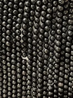 Lavastein Rundperlen-Strang A 6mm
