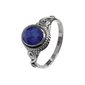 925 Silber Ring Facettiert Blau Saphir AA T54