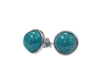 925 Silber Ohrringe Blauer Apatit AA 8mm