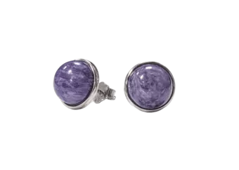 925 Silber Ohrringe Charoit AA 8mm