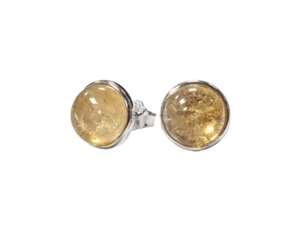 Ohrringe aus 925er Silber natürlicher Citrin AA 8 mm