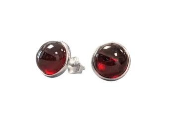 925 Silber Ohrringe Roter Granat AAA 8mm