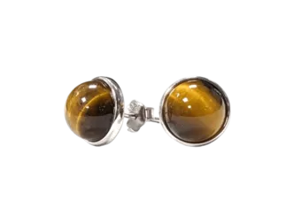 925 Silber Tigerauge Ohrringe AA 8mm