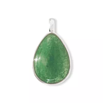 Grüner Aventurin-Tropfenanhänger aus 925er Silber A 23.5 mm