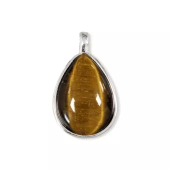 925 Silber Tigerauge Tropfenanhänger AA 23.5 mm