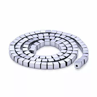 Quadratische Silberhämatit-Abstandsperlen – 4×4 mm