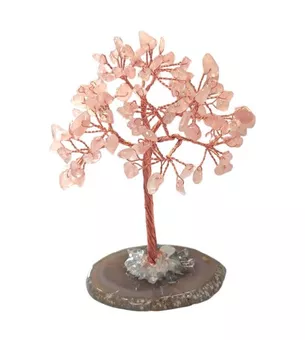 Lebensbaum Rosenquarz auf Achat 12-13cm