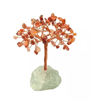 Baum des Lebens roter Achat auf grüner Fluorit-Druse 12–13 cm
