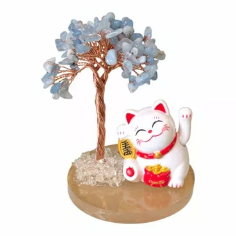 Aquamarin-Lebensbaum mit Manekineko