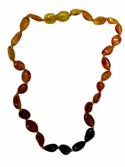 Baby Pop Halskette, baltischer Bernstein, 3 Farben, 28 cm