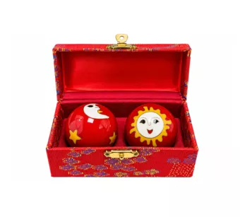 Chinesische Massagekugeln Sonne und Mond Rot 4,2 cm