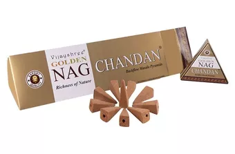 Vijayshree Golden Nag Chandan Backflow-Räucherkegel 12 Stk