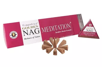 Vijayshree Golden Nag Meditation Backflow-Räucherkegel 12 Stk
