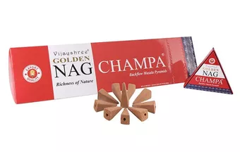 Vijayshree Golden Nag Champa Backflow-Räucherkegel 12 Stk