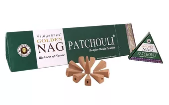 Vijayshree Golden Nag Patchouli Backflow-Räucherkegel 12 Stk