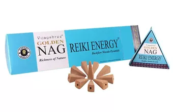 Vijayshree Golden Nag Reiki Energy Backflow-Räucherkegel 12 Stk