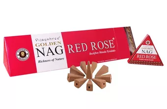 Vijayshree Golden Nag Rote Rose Backflow-Räucherkegel 12 Stk