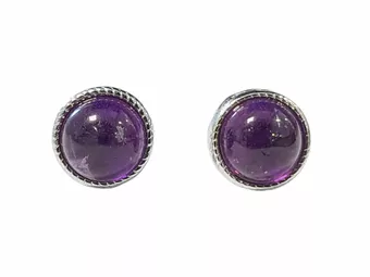 Runde weiße Kupfer-Amethyst-AA-Ohrstecker