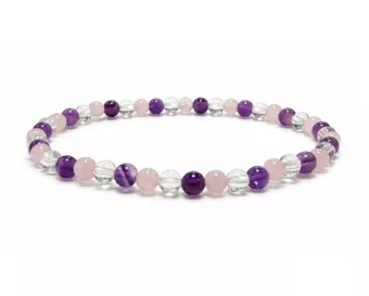 Armband aus Amethyst Bergkristall Rosenquarz A mit 4-mm-Perlen