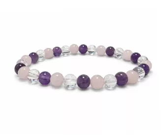 Armband aus Amethyst Bergkristall Rosenquarz A mit 6-7-mm-Perlen