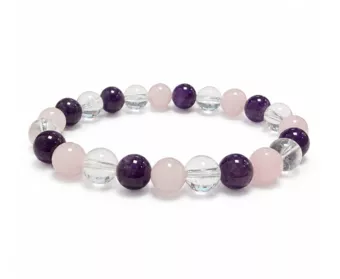 Armband aus Amethyst Bergkristall Rosenquarz A mit 8-mm-Perlen