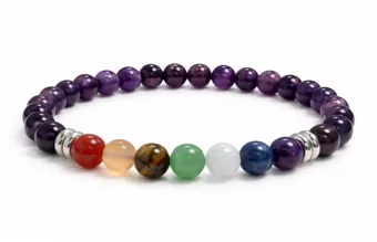 Amethyst 7 Chakren Armband A Perlen 6 mm
