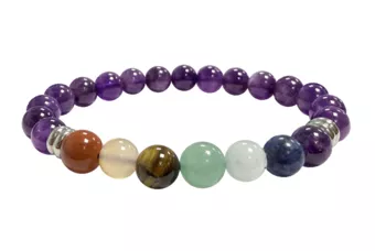 Armband Amethyst 7 chakras A perles 8mm