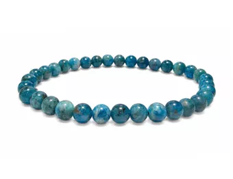 Armband aus blauem Apatit A mit 6-mm-Perlen