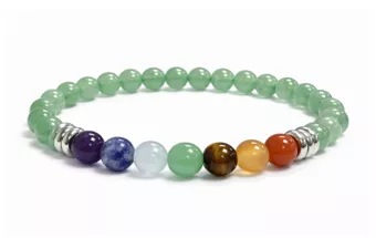 Grüner Aventurin 7 Chakren Armband A Perlen 6 mm