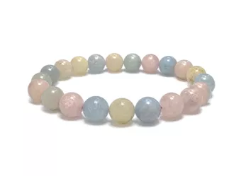 Beryll-Armband mit Aquamarin und Morganit A 10-mm-Perlen