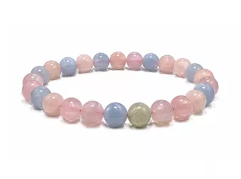 Beryll-Armband mit Aquamarin und Morganit A 6-7 mm Perlen