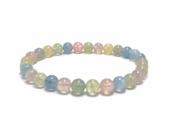 Beryll-Armband mit Aquamarin und Morganit AA 6-mm-Perlen