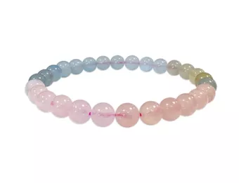 Beryll-Armband mit Aquamarin und Morganit AAA 6–7-mm-Perlen