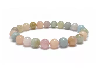 Beryll-Armband mit Aquamarin und Morganit A 8–9-mm-Perlen