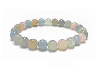 Beryll-Armband mit Aquamarin und Morganit AA 8-mm-Perlen