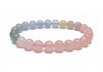 Beryll-Armband mit Aquamarin und Morganit AAA 8-mm-Perlen
