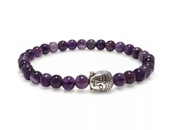 Amethyst & Buddha Armband A Perlen 6 mm