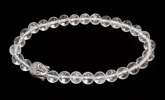 Bergkristall- und Buddha-Armband, A 6mm Perlen