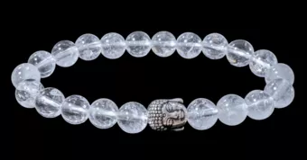 Armband Bergkristall & Buddha-Perlen 8mm