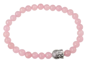Rosenquarz und Buddha Perlenarmband 6mm