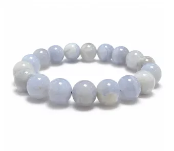 Armband Blauer Gebänderter Chalcedon A Perlen 10mm