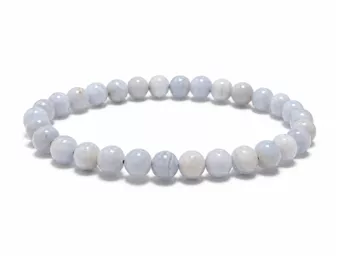 Armband Blauer Gebänderter Chalcedon A Perlen 6-7mm