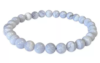 Armband aus gebänderter blauer Chalcedon AA 6-7mm Perlen