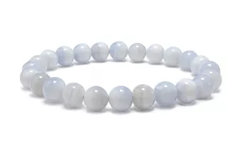 Blauer Gebänderter Chalcedon Armband A Perlen 8-9 mm