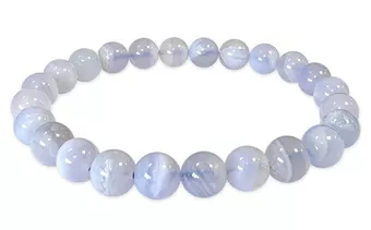 Armband aus gebänderter blauer Chalcedon AA 8-9mm Perlen