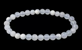 Blaues Chalcedon-Armband mit 6–6.5 mm großen Perlen