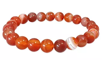Gebänderter Karneol-Armband A 8mm Perlen
